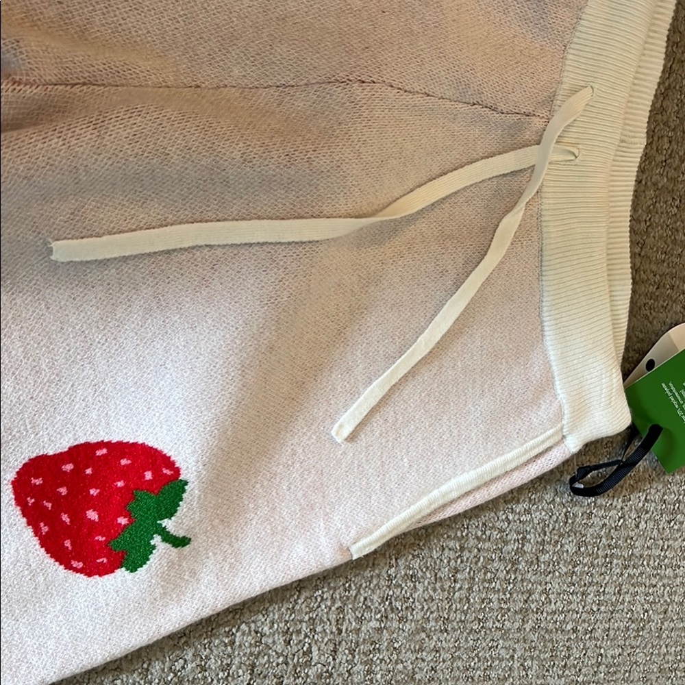 Kate Spade Cream Sweatpants with Strawberry Design